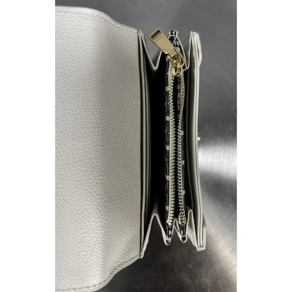 Moncrief London Larissa Italian Leather Wallet Cream Gold Tone Bifold